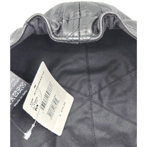 Chanel CC Logo Quilted Lambskin Leather Baseball Cap Hat Black Medium 15B Rare main image 6